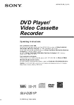 Sony SLV-D251P Operating Instructions Manual preview
