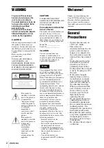 Предварительный просмотр 2 страницы Sony SLV-D360P Operating Instructions (For SLV-D360P DVD Player) Operating Instructions Manual