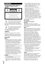 Preview for 2 page of Sony SLV-M11HF - Video Cassette Recorder Operating Instructions Manual