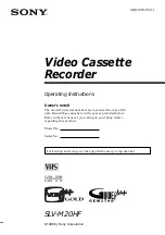 Preview for 1 page of Sony SLV-M20HF - Video Cassette Recorder Operating Instructions Manual