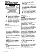 Предварительный просмотр 2 страницы Sony SLV-N55 - Video Cassette Recorder Operating Instructions Manual