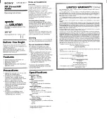 Preview for 1 page of Sony Sports Walkman SRF-87 Operating Instructions