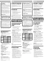 Preview for 2 page of Sony Sports Walkman SRF-M78 Operating Instructions Manual