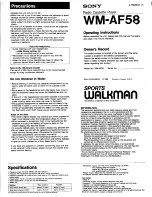 Предварительный просмотр 1 страницы Sony Sports Walkman WM-AF58 Operating Instructions