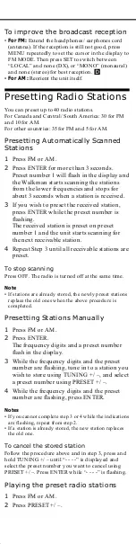 Preview for 3 page of Sony Sports Walkman WM-FS422ST User Manual