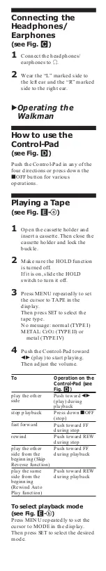 Preview for 4 page of Sony Sports Walkman WM-FS593 User Manual