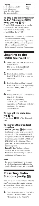 Preview for 5 page of Sony Sports Walkman WM-FS593 User Manual