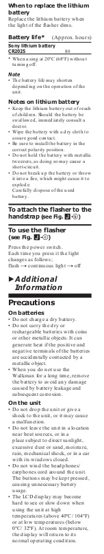 Preview for 9 page of Sony Sports Walkman WM-FS593 User Manual