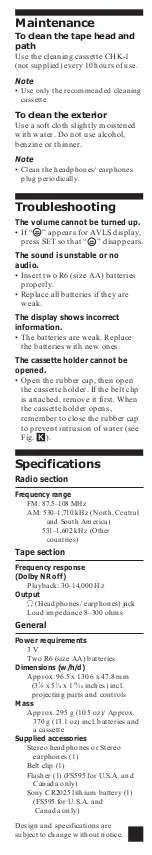 Preview for 11 page of Sony Sports Walkman WM-FS593 User Manual