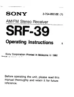 Предварительный просмотр 1 страницы Sony SRF-39 Operating Instructions Manual