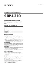 Preview for 1 page of Sony SRP-L210 Operating Instructions Manual