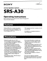 Sony SRS-A30 Operating Instructions preview