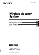 Sony SRS-BTM30 - Wireless Speaker Sys Operating Instructions Manual предпросмотр