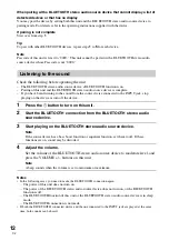 Preview for 12 page of Sony SRS-BTM30 - Wireless Speaker Sys Operating Instructions Manual