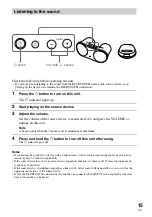 Preview for 15 page of Sony SRS-BTM30 - Wireless Speaker Sys Operating Instructions Manual