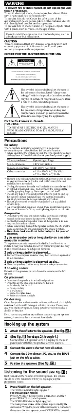 Preview for 3 page of Sony SRS-D313 User Manual