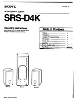 Sony SRS-D4K Primary Operating Instructions Manual предпросмотр