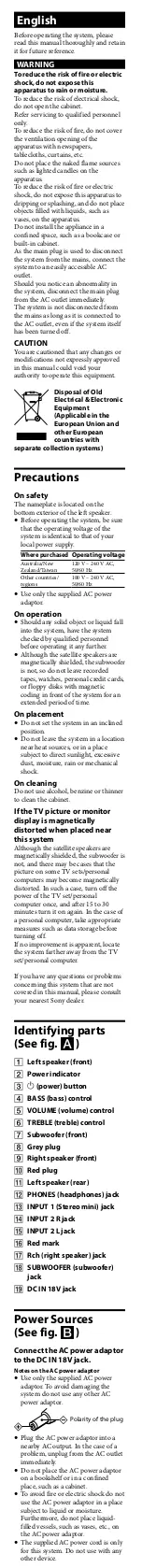 Предварительный просмотр 3 страницы Sony SRS-D8 User Manual