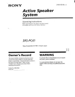 Sony SRS-PC41 Operating Instructions Manual предпросмотр