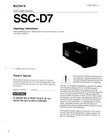 Sony SSC-D7 Operating Instructions Manual preview