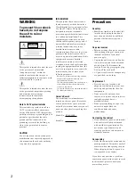 Предварительный просмотр 2 страницы Sony ST-SA50ES - Am/fm Tuner Operating Instructions Manual