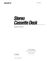 Sony STEREO CASSETTE DECK TC-K620 Operating Instructions Manual предпросмотр