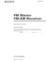 Preview for 1 page of Sony STR-DA2ES - Fm Stereo/fm-am Receiver Operating Instructions Manual