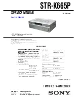 Preview for 1 page of Sony STR-K665P - Receiver For Home Theater System Service Manual