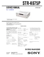 Предварительный просмотр 1 страницы Sony STR-K675P  (For HT-DDW675) Service Manual