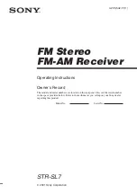 Preview for 1 page of Sony STR-SL7 - Fm Stereo/fm-am Receiver Operating Instructions Manual