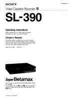 Preview for 1 page of Sony Super Betamax SL-390 Operating Instructions Manual