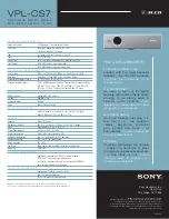 Предварительный просмотр 2 страницы Sony SuperLite VPL-CS7 Specifications