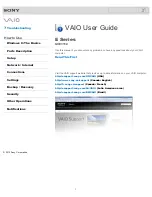 Предварительный просмотр 1 страницы Sony SVE11125CXB VAIO User Manual