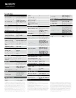 Preview for 2 page of Sony SVE14A1HFXBC Specifications