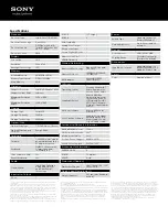 Preview for 2 page of Sony SVE1511DFYS Specifications