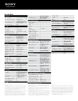 Preview for 2 page of Sony SVS15116FXB Specifications