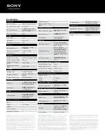 Preview for 2 page of Sony SVT13114GXS Specifications