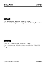 Sony TAV-L1 - Lcd Monitor And A Slot-loading Dvd/sacd Player Operating Instructions предпросмотр