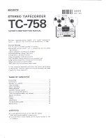 Sony TC-758 Owner'S Instruction Manual preview