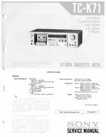 Sony TC-K71 Service Manual preview