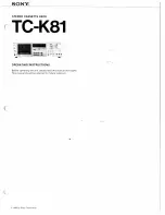 Sony TC-K81 Operating Instructions Manual preview