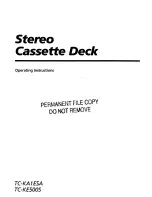 Sony TC-KA1ESA - Cassette Deck Operating Instructions Manual preview