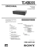 Предварительный просмотр 1 страницы Sony TC-KB920S Service Manual