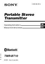 Предварительный просмотр 1 страницы Sony TMR-BT10 - Bluetooth Wireless Audio Transmitter Operating Instructions Manual