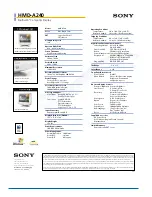 Preview for 2 page of Sony Trinitron HMD-A240 Specifications