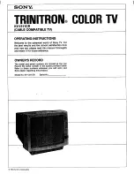 Предварительный просмотр 1 страницы Sony Trinitron KV-1311CR Operating Instructions Manual