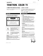 Sony Trinitron KV-13TR20 Operating Instructions Manual preview