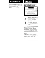 Предварительный просмотр 2 страницы Sony Trinitron KV-27TS20 Operating Instructions Manual