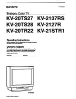 Preview for 1 page of Sony Triton KV-20TR22 Operating Instructions Manual