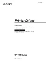 Sony UP-TX1 Series Driver Manual preview